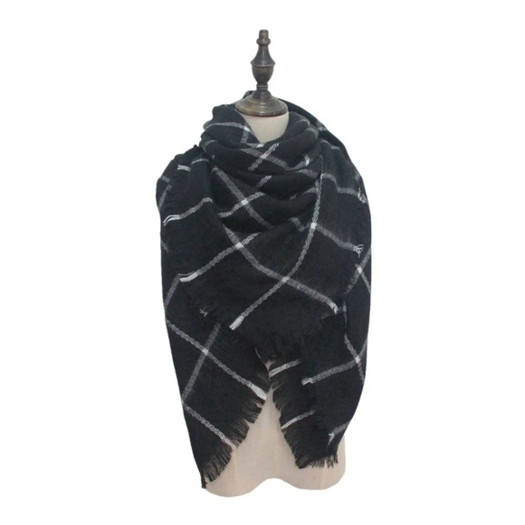 Accessories - OVERSIZED PLAID SCARF BLACK GIFT BRAND NEW